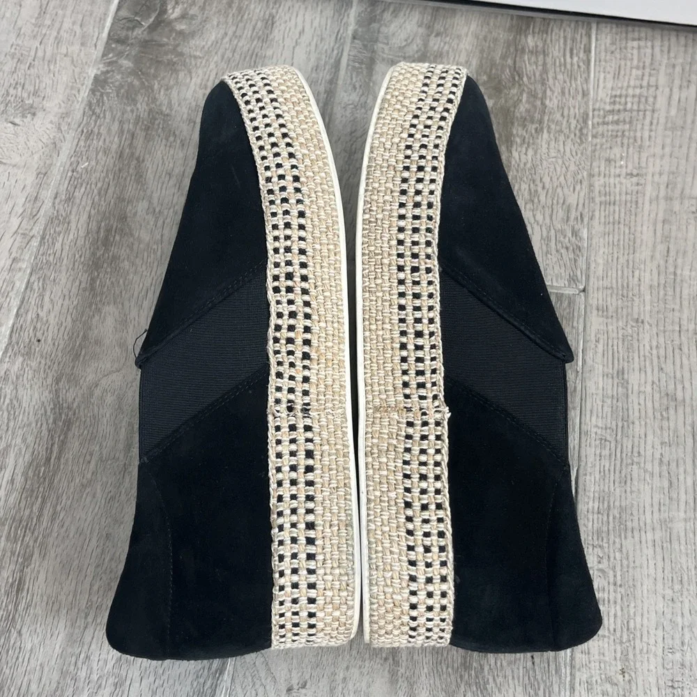 Vince Women's Suede Platform Espadrille Slip On Casual Shoes Black‎ Woven Size 9